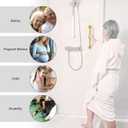 12 Inch Stainless Steel Shower Grab Bar, ZUEXT Gold Shower Handle, Bathroom Balance Bar, Safety Hand Rail Support Bar for Handicap Elderly Injury, Senior Assist Bath Tub Wall Concealed Mount Handle