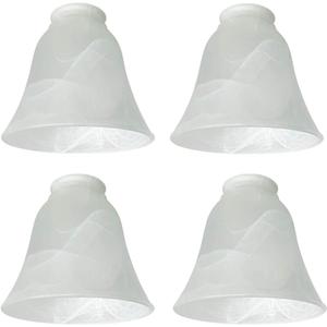 4 Pack Ceiling Fan Light Covers, Transitional Style Replacement Bell Shaped Glass Shade Ceiling Fan Replacement Globes (Alabaster, 4-3/4'')