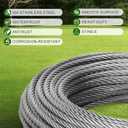 3/8" Stainless Steel Cable 125FT, 7x19 Strands Wire Rope Cable, with 12000 lbs Breaking Strength, Stainless Steel Wire Rope with M10 Clips Clamp and Thimbles for Boat Lifting Winch Cable