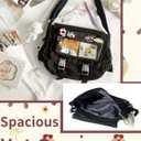 Ita Bag Japanese Messenger Bags Kawaii Crossbody Bag Anime Purse With Cute Pins Y2k For Women Men (Black)