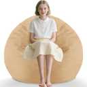 2FT Bean Bag Chair, Comfy Bean Bag Chairs with Memory Foam Filled, Fluffy Beanbag Sofa with Dutch Velvet Cover, Teardrop BeanBag Chairs for Living Room, Playroom - Khaki (2FT-28"x28"x22")