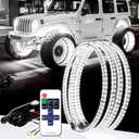 15.5 Inch Cool White Rim Lights,Wheel Light for Cars,Pure White Wheel Lights,6500k Cool White,IP68 Waterproof,Rocker Switch Control,Double Row LED Beads4 Pcs