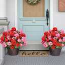 Artificial Geraniums Fake Flowers for Outdoors Decoration, 6 Bundles Silk Geraniums Flower UV Resistant Look Real Faux Plants for Front Door Garden Porch Planter Patio Balcony Yard Indoor Home, Mix