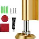 Upgraded Magnetic Door Stoppers, Retractable Bottom Door Holder, No-Drill Invisible Doorstops, Heavy-Duty Windproof Doors Wedge Stopper with Screws and Adhesive Pads (Brushed Gold)