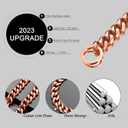 Dog Chain Collar High Rose Gold Polished 15MM Stainless Steel Cuban Link Strong Heavy Duty Chew Proof Walking Chain Leash Collar for Small Medium Big Dogs(15MM, RG, 16")