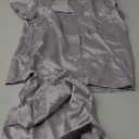 Womens Silk Satin Pajamas Loungewear Two-Piece Sleepwear Button-Down Light Grey Pj Set (Medium)