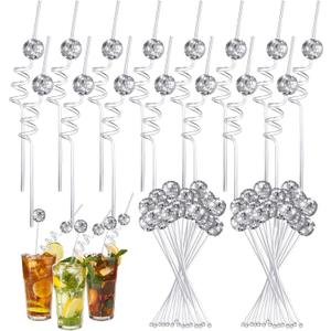 45 Pcs Disco Party Decorations Mini Disco Ball Straws & Stir Sticks 70s Plastic Stirrers Straws Mirror Decor for Bachelorette Party Weddings Birthdays Holiday Supplies