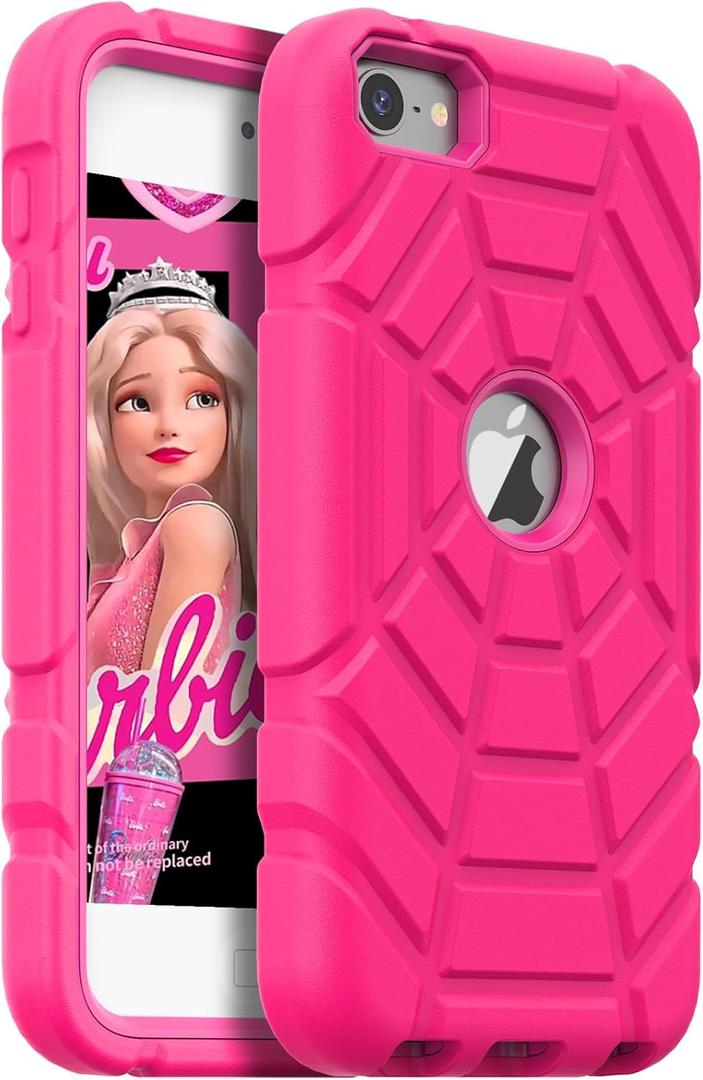 Grifobes for iPod Touch 7th Generation Case, iPod Touch 6th / 5th Generation Case, 3-in-1 Heavy Duty Shockproof Rugged Protective Cover for iPod Touch 7/6/5 Case for Kids Children(Hot Pink)