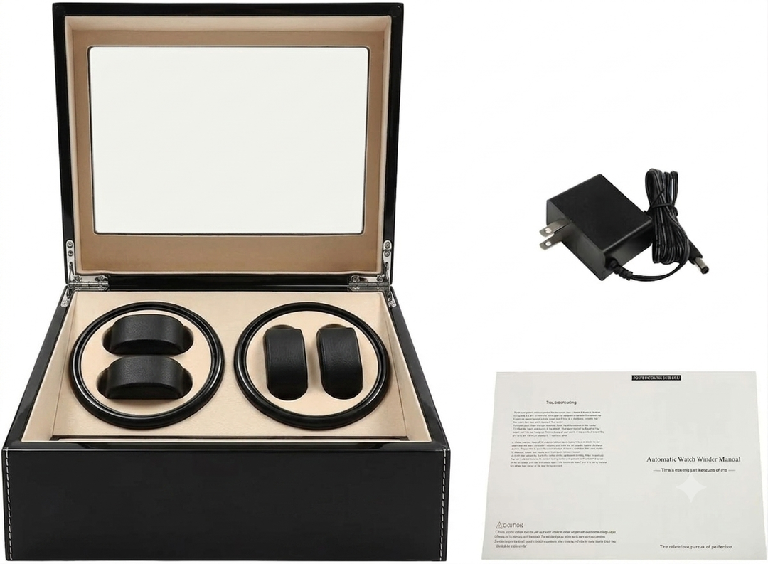 Watch Winder, Watch Rotating Display Case,4 Automatic Watch Winder with 6 Storage Case