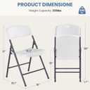 DUMOS 2 Pack Folding Chairs Heavy Duty - Plastic Stackable Portable Dining Chairs Set, Wedding, Party, Patio, Garden, for Indoor Outdoor, for Home and Office, Conference, White