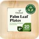 Chic Leaf Palm Leaf Plates 8 Inch - Square Disposable Bamboo-Style Dinnerware, Heavy Duty & Compostable Areca Leaf Serving Dishes for Appetizers, Desserts, Weddings, and Events
