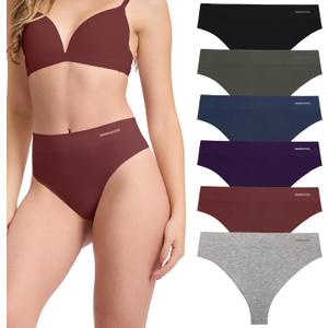 BAMBOO COOL Women's Thongs Seamless Moisture-Wicking Breathable Underwear Stretchy Panties Tagless 6 Pack (X-Large)