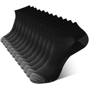 BAMBOO COOL Men's Ankle Socks Athletic Low Cut Cushioned Moisture Wicking, Running Socks Arch Support Breathable, 6 Pack, Size XL