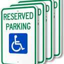 SmartSign (Pack of 4) 18 x 12 inch Federal Handicap Reserved Parking Sign, 120 mil Aluminum Composite (ACM), Engineer Grade Reflective Material, Blue/Green on White, Made in USA