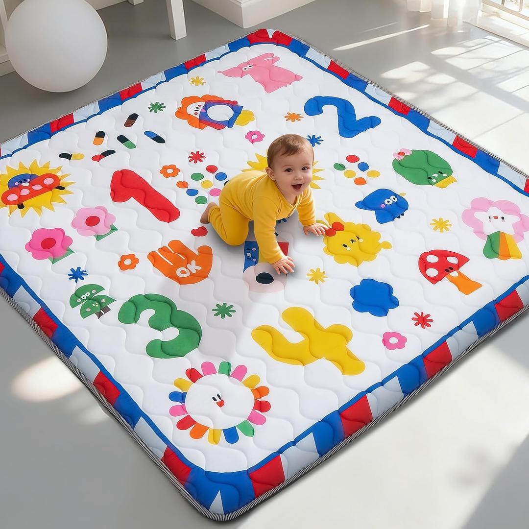 RONGFA Baby Play Mat for Floor, 50'' x 50'' Thicken Foam Soft Padded Mat for Baby, Playpen Mat for Toddlers Infant Kids, Machine Washable, Non-Slip Bottom Safe for Crawling (Number)