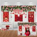 CHAIYA 7X5ft Valentine's Day Photography Backdrop Mother's Day Store Flower Love Heart Background Wedding Bridal Shower Party Decor Banner Valentine's Day Party Decoration