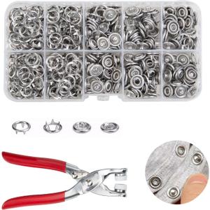 100 Sets Metal Snaps Buttons with Fastener Pliers Press Tool Kit Perfect for DIY Crafts Clothes Hats and Sewing (100pcs)