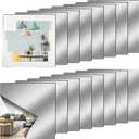12" x 12" Acrylic Flexible Mirror Sheets, 16 Pack Self Adhesive Mirror Tiles Square Cuttable Mirror Wall Stickers, Non-Glass Plastic Mirror Stickers Safety Reflective for DIY Craft Home Wall Decor