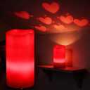 Alphatool Valentines Day Decorations LED Candle with Heart Projection - Red Flameless Candles Light, Romantic Valentines Day Decor for Date Night Party Home, Battery Operated