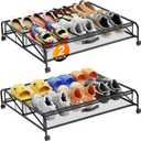 Under Bed Shoe Storage Organizer, 2 Pack Under Bed Storage Containers with Wheels for Under Bed Shoe Organizer Drawer Space Saving for Bedroom