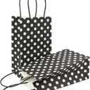 AZOWA Medium Polka Dot Gift Bags Kraft Paper Bags with Handles for Birthday Parties, Baby Shower, and Wedding (9.8 x 7.5 x 3.9 in, Black, 25 Pcs)