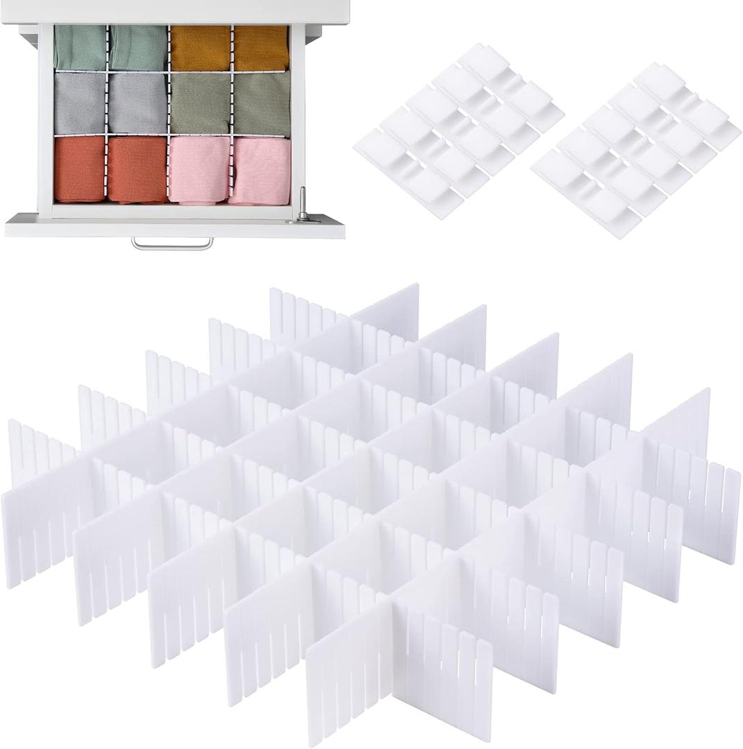 MaidMAX 15pc Drawer Dividers - Adjustable Organizers for Clothes, Underwear, Makeup, Kitchen Utensils & Tools - 16' x 2.7' DIY Dresser Drawer Separators for Bedroom, Kitchen, Office
