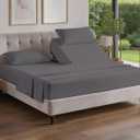 Flex Top Split Head King 4 Piece Sheet Set - Comfy Breathable & Cooling Bed Sheets Set - Hotel Luxury Bedding for Women, Men, Kids, Teens, Boys & Girls - Deep Pockets, Soft and Oeko-Tex - Dark Grey