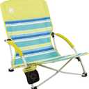 Coleman Utopia Breeze Beach Chair Lightweight Folding Beach Chair with Cup Holder & Carry Bag Portable Supports up to 250lbs
