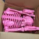 JOYIN 5 FT Halloween Skeleton Life Size, Stayable Posable Pink Skeleton Decor, Full Body Movable Joints Giant Skeletons for Halloween Decoration, Spooky Scary Graveyard Party, Haunted House Prop