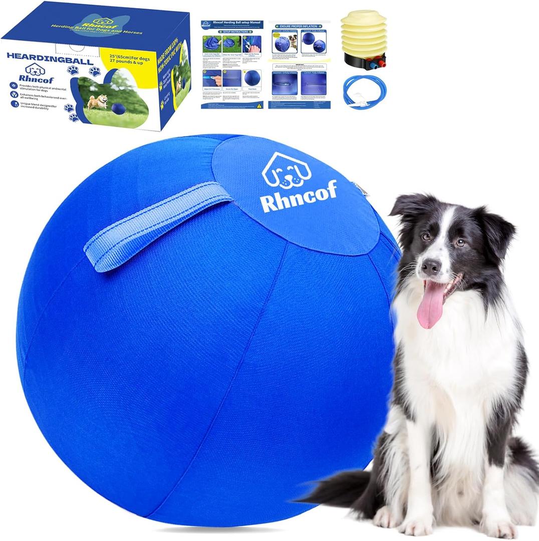 25 Large Herding Ball for Dogs: Herding Ball for Australian Shepherds - Dog Herding Toy for Border Collie, German Shepherds, Cattle Dogs, Blue Heelers (Bule)