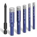 6 PCs Diamond Drill Bits Set for Porcelain, Ceramic, Glass & More - Versatile Tile Drill Bits for Efficient, Precise Drilling (Blue)