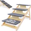 Folding Dog Ramp for Bed and Car - Transforms into Step Dog Stairs for Small, Medium, Large Breeds - Wooden Pet Stairs for Dogs to Get on Bed - Folding Pet Steps for Indoor & Outdoor Use