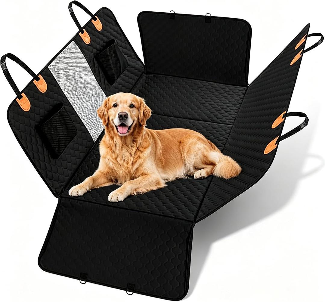 Dog Car Seat Cover for Back Seat, Hammock‑Style Waterproof Pet Protector