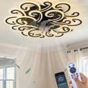 Modern LED Ceiling Light with Decorative Swirl Design, Energy-Efficient Ceiling Fan Lamp, Stylish Black and White Ceiling Light Fixture for Living Room, Bedroom, or Office