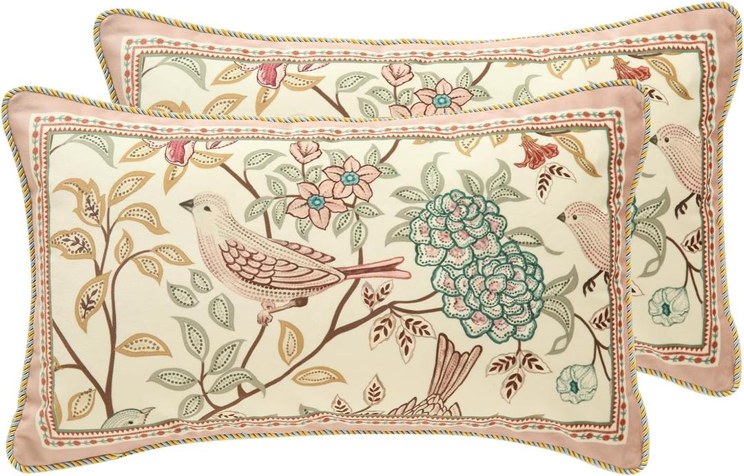 Patdrea Designer Velvet Throw Pillow Cover, Set of 2, 12"x20"-Kulom A (2 Pack Pink Rectangle)