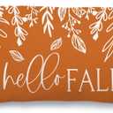 GEEORY Fall Decor Pillow Cover 12x20 Inch Hello Pumpkin Leaves Farmhouse Lumbar Throw Pillow for Autumn Decorations Couch Sofa