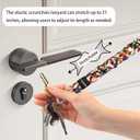 Lanyardio Stretchy Scrunchie Lanyard for ID Badges Keys, Cute Teacher Lanyard for Women with 2 Card Holders 19.6 Inch (Pink Flowers)