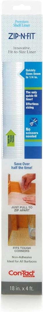 Con-Tact Brand Adhesive Zip-N-Fit Solid Grip Drawer 18" x 4', Ribbed Clear, 6 Count