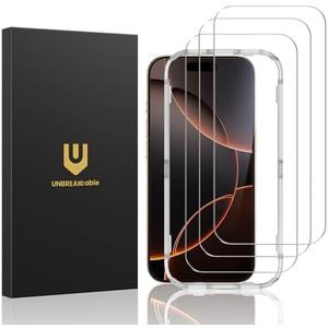 UNBREAKcable 2-Pack Screen Protector for iPhone 16 Pro, Double Shatterproof Tempered Glass [Easy Installation Frame] [9H Hardness] [99.99% HD Clear] [Case Friendly] for iPhone 6.3 inch