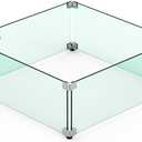 Skyflame Glass Wind Guard for Fire Pit Square, 18"x 18"x 6" Tempered Glass Flame Shield, Fire-Resistant Windscreen Set, Fits for 12-inch Outdoor fire Pit Burner Pan