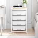 SYKIARIOL Utility Cart with 4 Drawers, Multipurpose Rolling Storage Cart with 4 Drawers and 2 Lockable Wheels, 4-Tier Rolling Storage Cart Organizer for Home Office Dorm, Bright White