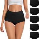 ALLBASE 5 Pack Womens Cotton High Waisted Full Coverage Underwear (Medium)