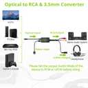 LiNKFOR 192kHz DAC Converter Digital to Analog Converter Digital Optical SPDIF Toslink to Analog Stereo Audio RCA L/R Audio Adapter with Optical Cable for HDTV Blu Ray DVD Amps (RCA Female)