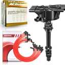 MAS Ignition Distributor & 8pcs ACDelco Platinum Spark Plugs & Wires Set Compatible with GMC Yukon Cadillac Escalade Chevrolet C1500 Tahoe V8 5.7L 5.0 Replacement for GM01 12570425 DST1829 1104079