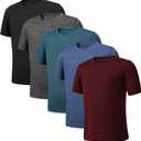 Phedrew 5-Pack Mens Active T-Shirts Quick Dry Athletic Workout Shirts Short Sleeve Gym Shirts for Men S