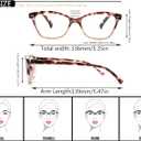Reading Glasses Womens Ladies Readers +0.50 Stylish Women's Magnifying Cheaters Glasses 4 Pack Lightweight Comfortable Fit (Black,Clear Frames)