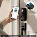 Smart Front Door Lock Sets: 2K HD Camera Lock with Doorbell Kits, Hornbill Fingerprint Keyless Entry Door Lock with Handles, WiFi Deadbolt(only 2.4G) for Remote Control, Free APP/Alexa/PIR, Black