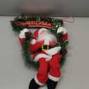 Christmas Animated Santa Claus Decoration, Talking Santa 33inch Animatronics Hanging Plush Decor with LED Light Wreath, Christmas Sign, Head Move, Xmas Collectible Figure Gift for Indoor, Wall, Door