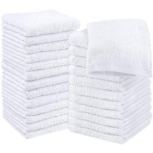 Utopia Towels Cotton Washcloths Set - 100% Ring Spun Cotton, Premium Quality Flannel Face Cloths, Highly Absorbent and Soft Feel Fingertip Towels (24 Pack, White)