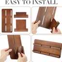 Leinuosen 2 Tie Wood Business Card Holder for Desk 6 Slot Multiple Business Card Organizer Desktop Cards Display Stand Storage Detachable for Office Exhibition Meeting Home Men Women, 13 x 6.3 Inch